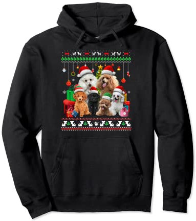 Weihnachtsbaumschmuck Pudel Weihnachtsmütze Ugly Xmas Pullover Hoodie