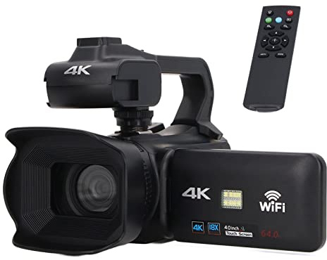 KIMISS 4K Digitalkamera mit 18X Digitalzoom und 4.0 Zoll Touchscreen - WiFi Vlogging Kamera mit Mikrofon, Stabilisator und Objektivschutz