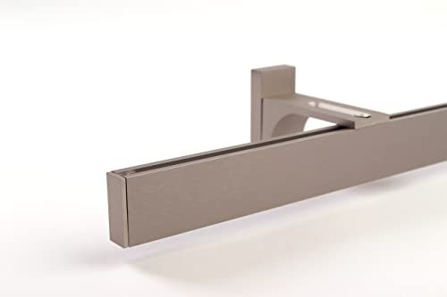 Deco-Raum Gardinenstange auf Maß Innenlauf eckig Wandbefestigung Wandträger mitte Lauf 8,3cm Vorhangstange Flächenvorhang Schiene Innenlaufstange für Vorhänge Edelstahl-optik 60cm