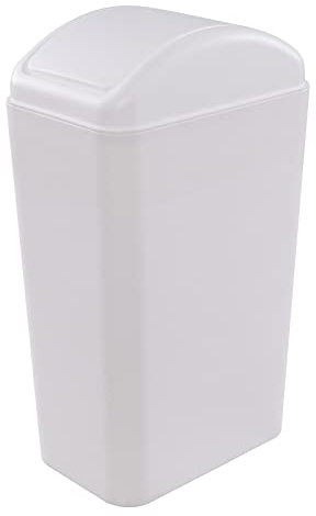 Vababa 1 Packung 1,9 l Kunststoff-Mülleimer mit Schwingdeckel, schmaler Mülleimer mit Schwingdeckel, Weiß