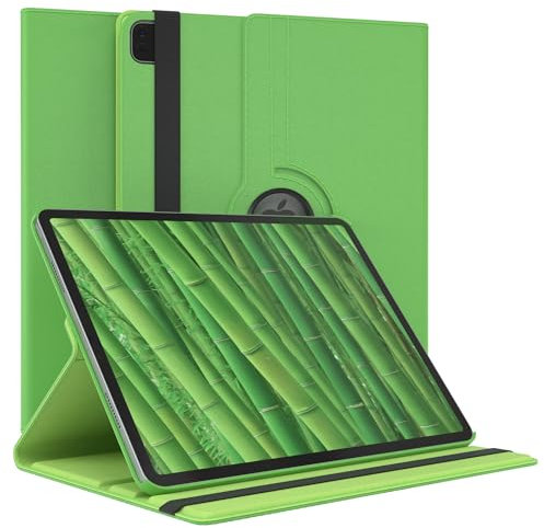 EAZY CASE - Funda para Apple iPad Pro 12,9 (2022) Protectora Tablet Smart Cover Soporte Giratorio Estuche Plegable 360° rotativo con función Atril Cuero sintético Verde