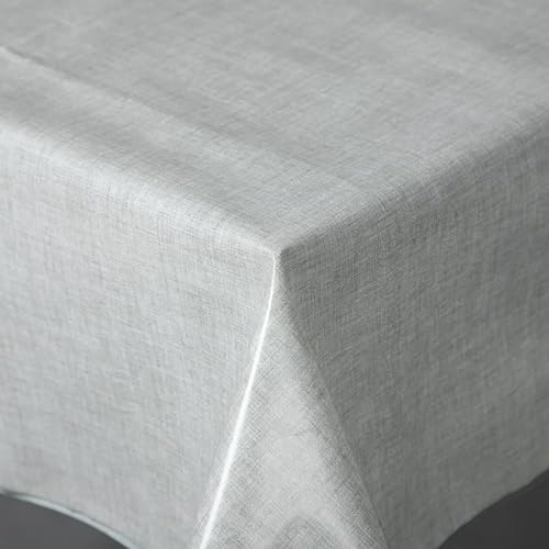 Wachstuch Tischdecke Gartentischdecke Maldecke Basteldecke PVC abwaschbar Tischwäsche einfarbig mit Leinenstruktur Chester (Hellgrau, 130x160 cm eckig)