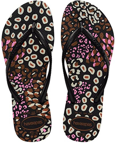 Havaianas Fille Slim Animals Tongs Femme, Limonade Noire et Rose, 35/36 EU