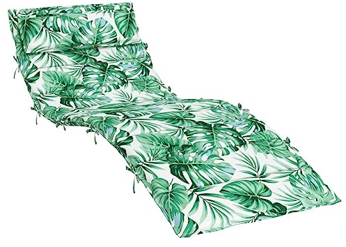 vidaXL Sonnenliegen Auflage, Liegenauflage Outdoor, Polster Auflage für Gartenliege Liegestuhl, Polsterauflage, Blattmuster 180x60x4cm Oxford-Gewebe