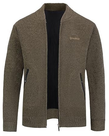 YOUTHUP Cardigan Invernale da Uomo con Cerniera e Tasche in Tinta Unita Giacca in Lana Lavorata a Maglia, caffè, XXL