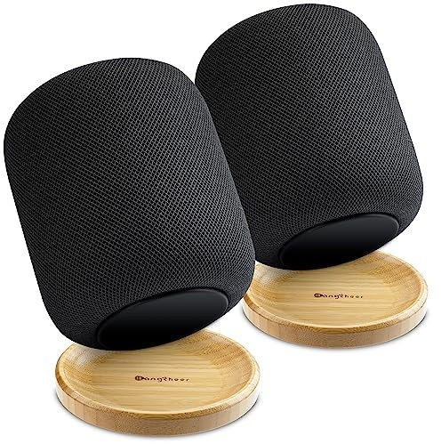 Bangcheer Bambus-Ständer für Homepod/HomePod 2 mit rutschfesten Füßen und kratzfestem, elegantem, platzsparendem Smart-Lautsprecher, Bambushalter, verbessert das Audio-Erlebnis zu Hause, 2 Stück