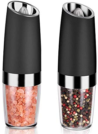 RWRAPS Molinillo eléctrico de Sal y Pimienta, Juego de Molino abrasivo, Cuchilla de molienda de cerámica, coctelera automática de Acero Inoxidable con luz LED (2