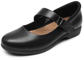DREAM PAIRS Women's Strap Mary Jane Flats, Casual Work Office Comfort Shoes for Lady SDFA2407W Black Size 7 UK/9 US