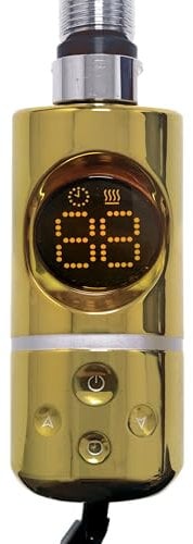 Thermostatic AF Electric Element Towel Rail Radiator Conversion Kit 150/300/400/600/800 Watt Black Chrome White Gold Gray With Timer (Shiny Gold, 400W)