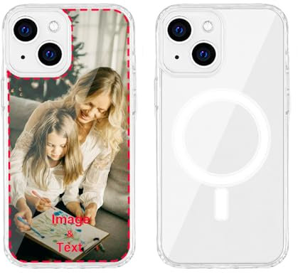 MXCUSTOM Personalised Phone Case for Apple iPhone 13 Mini, Customised Photo Image Text Picture Design Shockproof Make Your Own Custom Cover [Soft Cushion Bumper+Hard PC Back] (HMC-CR-P1)