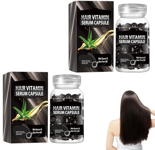 Kapseln für die Haarpflege, 60 Stück Haarpflege Kapseln, Haaröl-Serum, Hair Oil, Haarbehandlungsserum, Zur Reparatur und Konditionierung des Haares, um Trockenheit und Kräuseln zu Verbessern