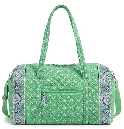 Vera Bradley Große Reisetasche aus Baumwolle für Damen, Garden Green Leaf, Einheitsgröße