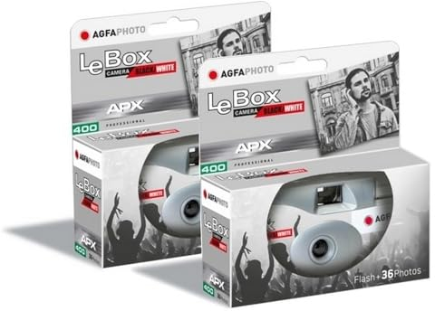 AGFA Photo Pack 2 x 601026 - LeBox Black & White Disposable Camera, 27 Photos, 31 mm Optical Lens - Grey - Grey