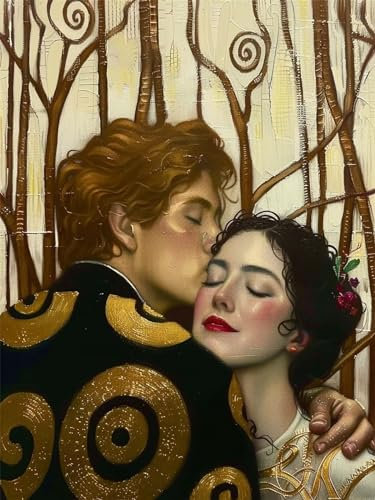 Diamond Painting Erwachsene Klimt, 5D Diamant Painting Bilder Kuss Diamond Painting Set, Diamond Painting Kinder DIY Gem Crystal Art Malerei für Zimmer Deko Wohnzimmer, Geschenke für Frauen 25x35cm
