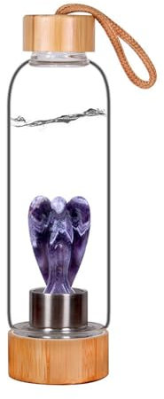 Naturkristall-Elixier-Wasserflasche Mit Engelsförmigem Edelsteinzentrum Abnehmbare Edelsteine Quarzkristall Säule Zauberstab Punkt Reiki Heilung Edelstein-infundierte Wasserflasche ( Color : Dream Ame