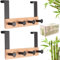 RICOO Türhaken zum Einhängen MH029N-4x2 Türgarderobe 4 Haken aus Stahl 2 Stück Kleiderhaken Tür ohne Bohren Garderobe für Jacken Taschen Türhakenleiste 25x13x6,6 cm Bambusleiste natur&schwarz
