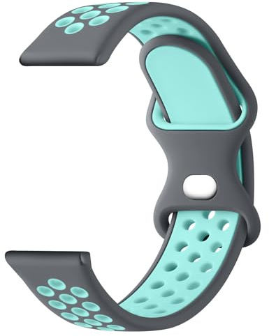 YLK Correa para Reloj Inteligente Smartwatch 20mm, Liberación Rápida de Dos Colores Silicona Suave Pulsera de Repuesto para Hombre Mujer (Gris Verde Claro)