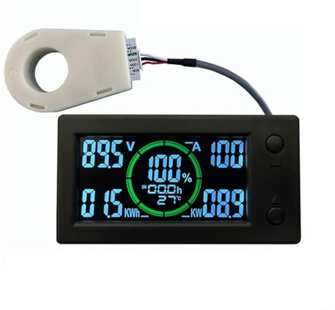 CNANRNANC Batteriemonitor Hall Coulomb Tester intuitive Vollbildanzeige von Digital Voltmeter Amperemeter AH Voltmeter(50A without BT)