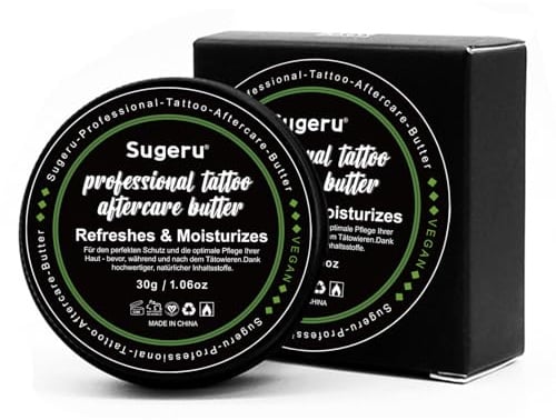 Sugeru Tattoo Butter - Tägliche Pflege & Aftercare für Tätowierungen,Tattoo Pflege,Tattoo Aftercare Butter,Natürliche Feuchtigkeitscreme zum Schutz der Haut Nach dem Tätowieren (30, Gramm)