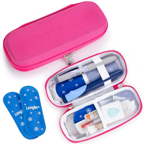 SUNMON Nevera Insulina Viaje, Estuche Insulina Frio, Nevera Portatil Insulina con 2 Paquetes de Hielo para Bolígrafo Insulina y Suministros para Diabéticos (Rosa)