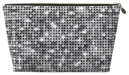 Trousse de toilette de voyage en cuir à paillettes argentées – Organiseur réutilisable d'accessoires de maquillage – Pochette à fermeture éclair pour un rangement quotidien, doré, taille unique