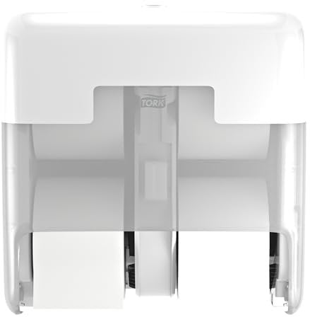 Tork OptiServe 4-Roll Coreless Toilet Paper Dispenser White T7, Vertical Dispenser, Elevation Design, 558051