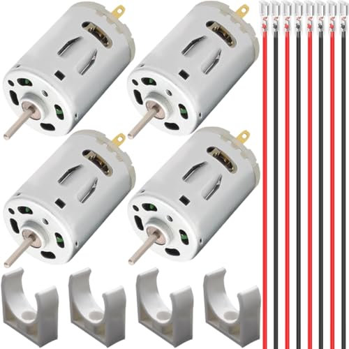 JYUDAUFU 4 Pcs 385 Micro Motor DC 6-24V Strong Magnet Carbon Brush Small Mini Motor with Bracket with Spring Wire, for RC Toy/Smart Car/Mini Fan, for Test/DIY, for Arduino
