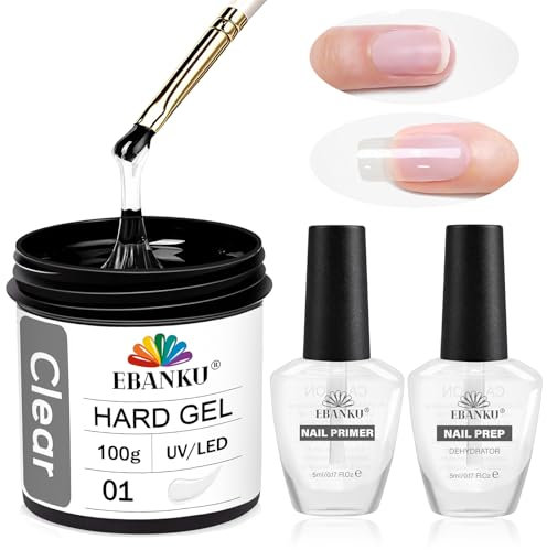 EBANKU Builder Gel for Nails Large Capacity- 100 G Hard Extension Gel with Nail Primer and Dehydrator Professional Quality Nail Tools for Strong Sculpting Overlay