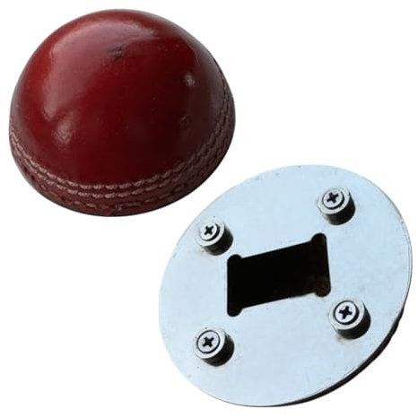 CRICKET-GIFTS - Half Cricket Ball Bottle Opener | Multipurpose Fridge Magnet & Paperweight | Durable Metal | Ideal for Cricket Enthusiasts | Compact 7.5 cm Design, Silver, Metal
