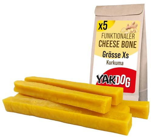 YAKDOG Gesundheit+ - Käse-Kausnacks Für Hunde XS - Kurkuma - Entzündungshemmend - Reich An Kalzium - Lang Anhaltender Snack - Himalaya-Tradition - Hergestellt In Belgien