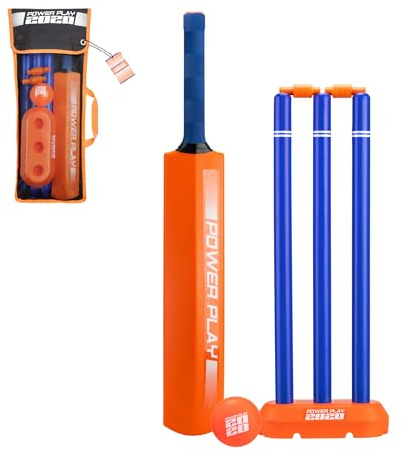 Power Play Plastic Cricket Set Size 1 for Kids, Lightweight Ball, Stumps & Bat
