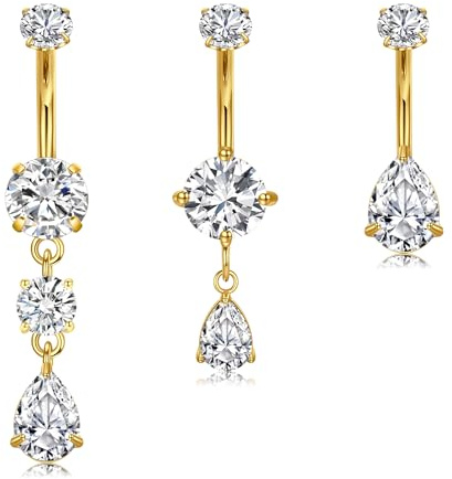 MODRSA 14G Bauchnabelpiercing Chirurgenstahl Bauchpiercing Edelstahl Damen 10mm Bauchnabel Piercing Körperschmuck Piercing Bauchnabel Banane Barbell 3 Stück