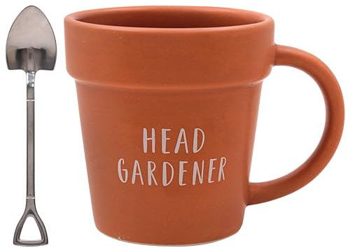 The Leonardo Collection Head Gardener Mug & Spoon Green Fingers, Tea and Coffee Mugs for Hot Drinks | Fine China Printed Mugs for Kitchen & Home | Reusable Ceramic Cups for Every Occasion