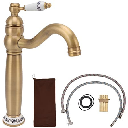 Antique Messing Waschbecken Wasserhahn mit Blauem und Weißem Porzellan, Tropfinstallation für den Haushalt und Kommerzielle Verwendung