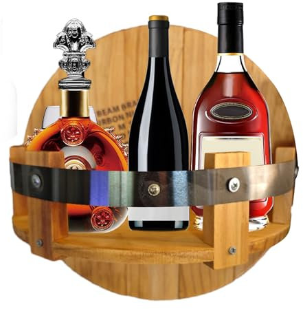 30 Cm Wine Rack Wall Mounted Wooden Wall Mount Wine Bottle Holder Wines Bottle Round Shelf Wall Display Decoration Wall Mount Vintage Whiskey Bottles Racks Display Holder For Home Bar Kitchen