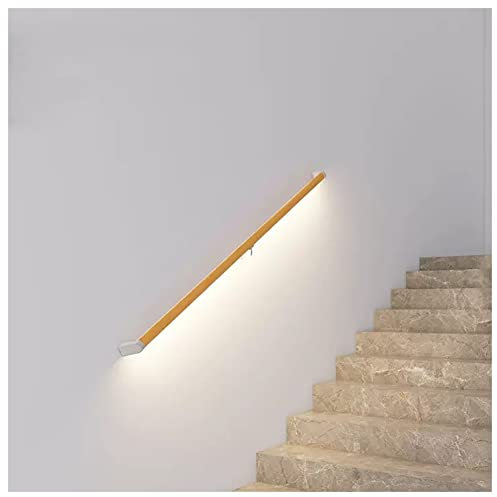 Genérico Kit de Barra de Agarre con pasamanos de Aluminio con luz LED para escaleras, caravanas, remolques y escaleras Interiores y Exteriores (Color: Madera, tamaño: 1 m)