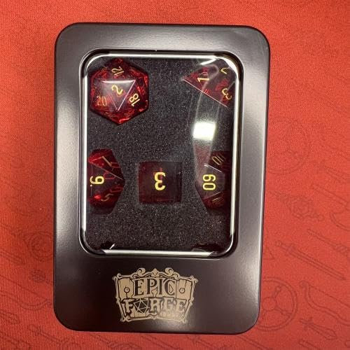 Epic Forge Würfel aus Glas – 7 Würfel – Farbe Rot