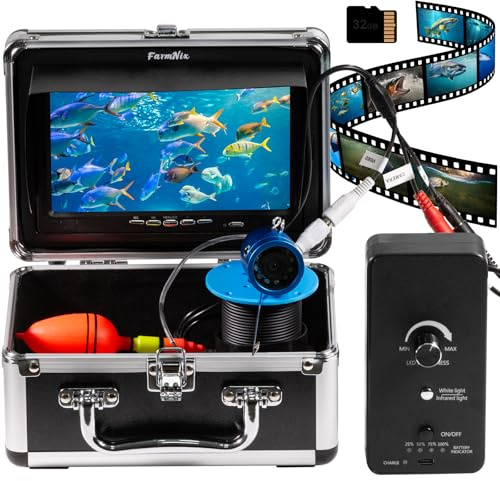 MTCHAVNO 7 IPS Underwater Fishing Camera with DVR & 32GB,10000mAh Fish Finder IP68 Waterproof,LED+IR Night Vision 30M Cable Depth,1200TVL HD Fishing Camera for Ice Fishing Lake Fishing