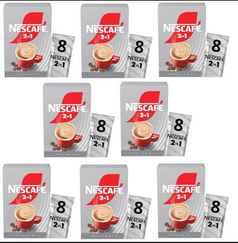 Nescafé 2 in 1 Instant Sticks 8 Sachets Per Pack - Pack of 8 - Total 64 Sachets
