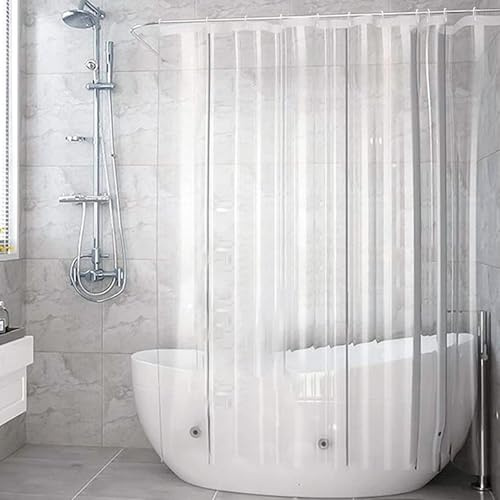 Rideau Douche Transparent, Anti-moisissure, imperméable, avec aimants, pour Baignoire, Salle de Bain, 180 x 200 cm