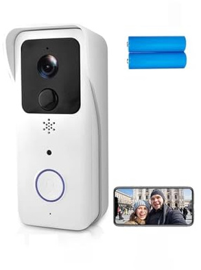 BINGNU Videocitofono, Videocitofono WiFi 5G 2.4G 1080P Tuya Smart, citofono wireless esterno, telecamera impermeabile, campanello con suoneria(White Option 1)