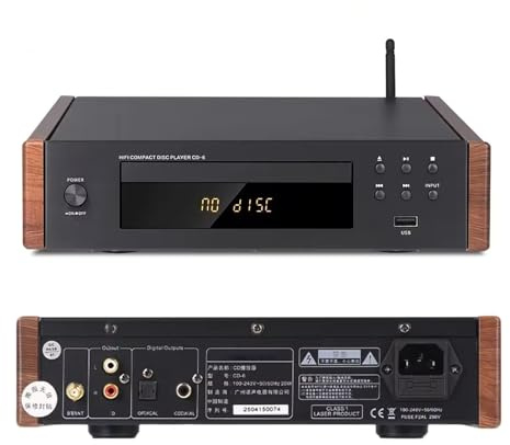 Reproductor de CD Hi-Fi sin pérdidas, Salida Digital óptica/coaxial, Tocadiscos para Sistemas de Audio domésticos, Compatible con CD, MP3, WMA, CDR, RW y USB,Black
