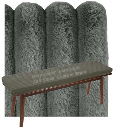 YNJJKA Sitzpolster Bezug Outdoor Rund Mit Reißverschluss Für Sitzbank Stuhl Sitzkissen Hussen Fensterbank Couch Überzug Nach Maß Kissenbezüge 5cm Höhe Plüsch Velours Winter(Dunkelgrau,125x45 cm)