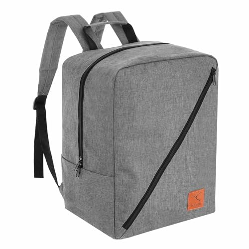 Granori Handgepäck Rucksack 40x30x20 cm Minimalist W6 | Leichter Flugrucksack mit Laptopfach & Trolleyschlaufe | 24L Kabinenrucksack für Flugzeug – passend für Ryanair & Wizz Air (Grau)