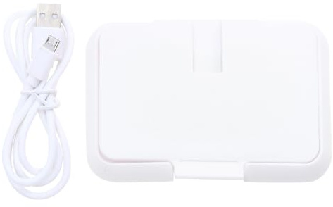 Wipe Warmer Portable Constant Temperature Heating White Abs | Wipes and Wet Tissue, Home Use or Bag Storage, Compact Tissue Box Style