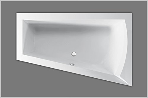 Badewanne Acryl Trapez Raumsparwanne links, weiß 160x100cmx48cm