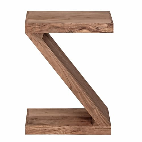 Wohnling Beistelltisch Mumbai Massivholz Akazie Z Cube 60cm hoch Wohnzimmer-Tisch Design braun Landhaus-Stil Couchtisch