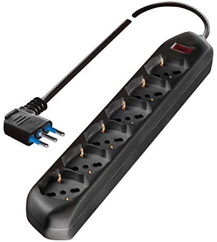 MULTIPLA MULTISIZE 6 PRESE PLURISTANDARD SPINA 10A NERA