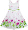 Sunny Fashion Vestito Bambina Viola Girasole Verde Foglie Farfalla 5 Anni