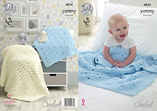 King Cole 4824 Crochet Pattern Baby Blankets in Yummy Chunky